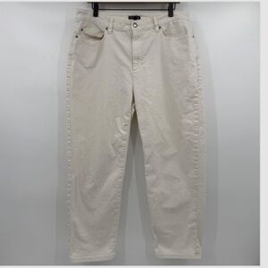Eileen Fisher Jeans Women 16 Ivory Stretch Mid Rise Slim Ankle Organic Cotton